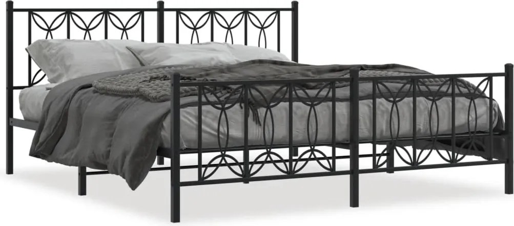 vidaXL fekete fém ágykeret fej- és lábtámlával 183 x 213 cm