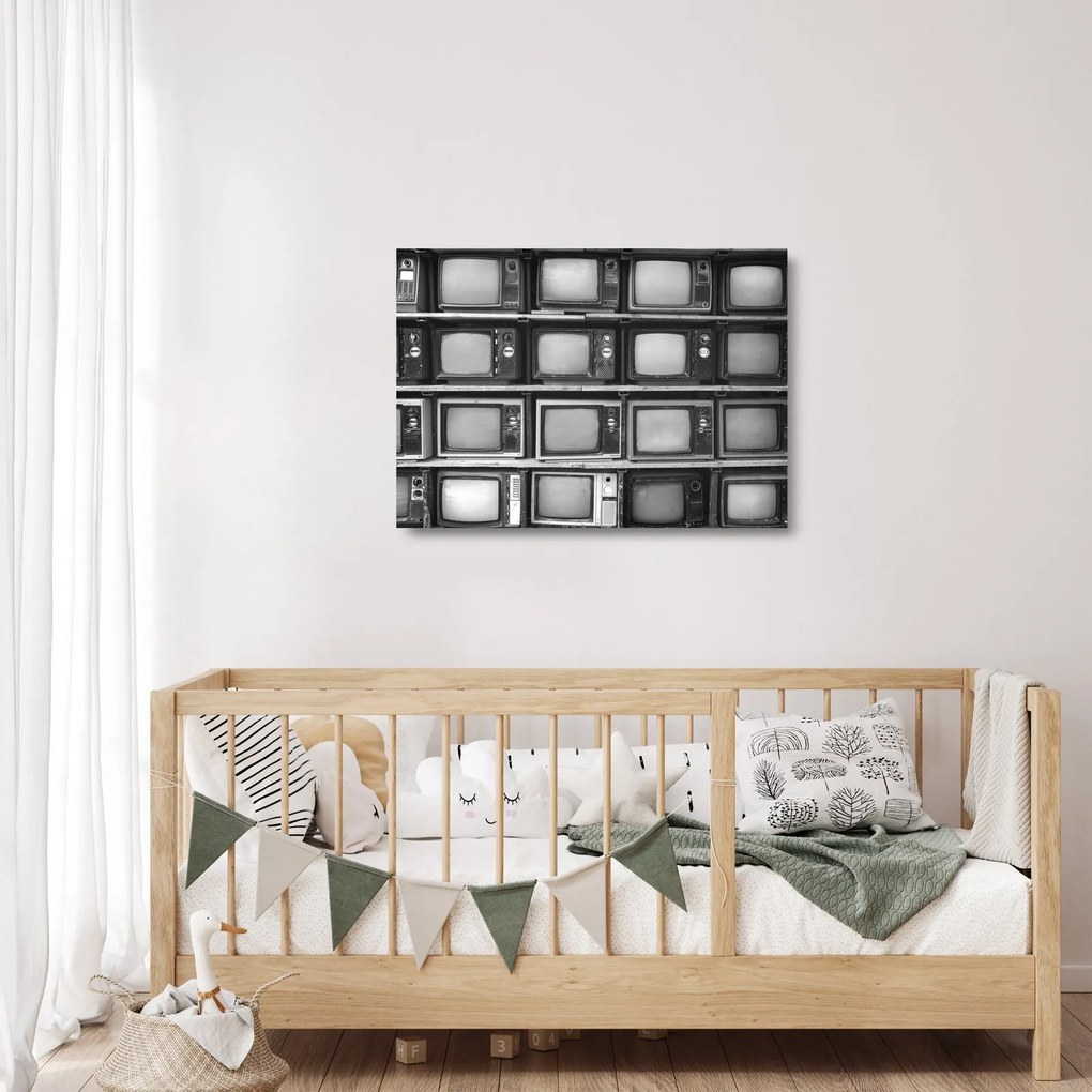 Üveg kép - Retro TV (70x50 cm)
