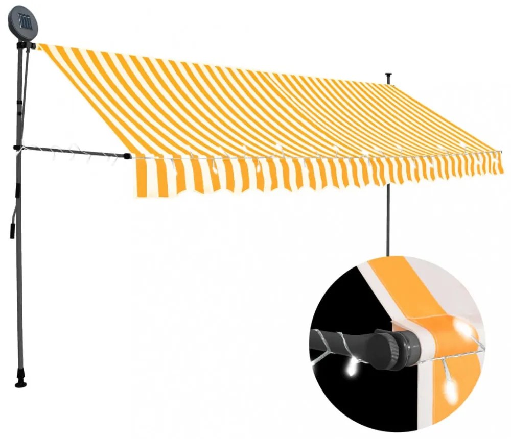 fehér-narancssárga kézzel kihúzható LED-es napellenző 350 cm
