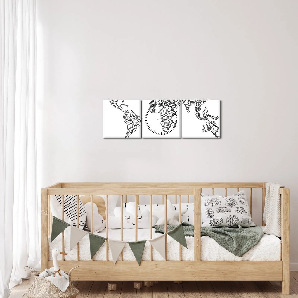 Kép - Térkép vonalakban (órával) (90x30 cm)