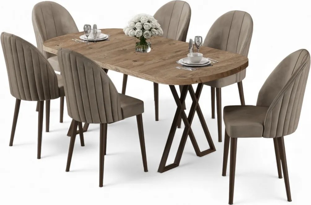 Kaye étkezőgarnitúra, atlanti fenyő-cappuccino, 168 cm – TR240CHR2842