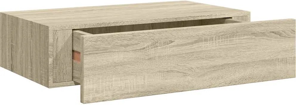 vidaXL tölgyszínű MDF falra szerelhető fiókos polc 40 x 23,5 x 10 cm