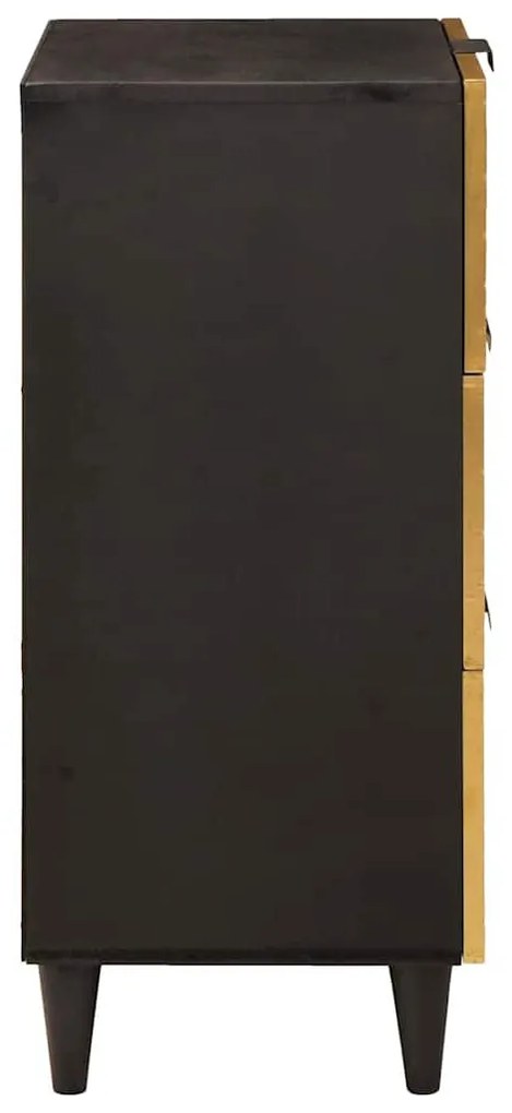 Széf fiókkal Fekete és Arany 40 x 33 x 75 cm tömör mangófa