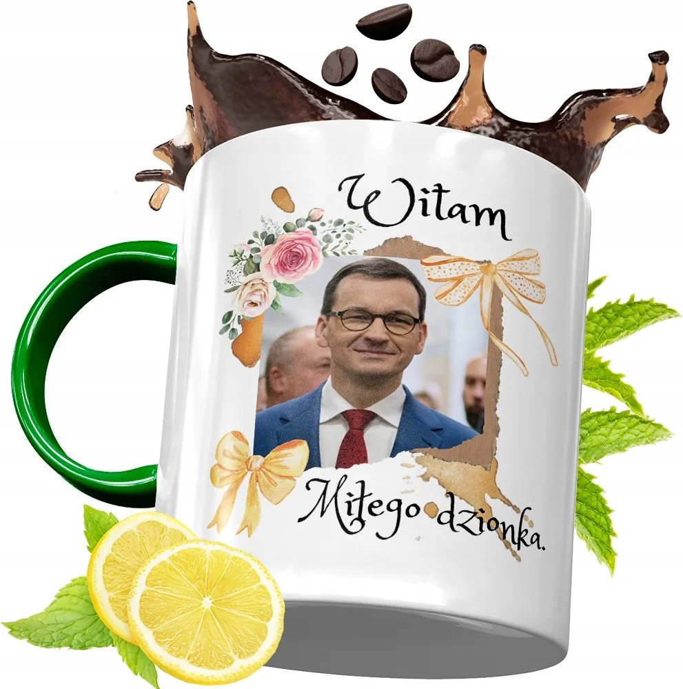 Máté Morawiecki Zöld Bögre Ajándék, fényképes nyomattal