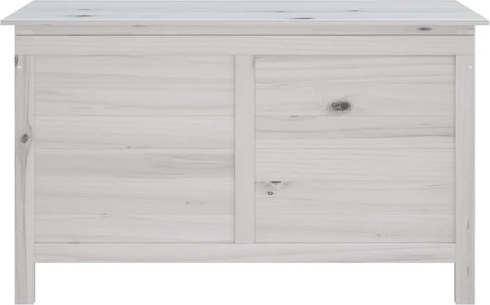 vidaXL fehér tömör fenyőfa kerti tárolóláda 99 x 49,5 x 58,5 cm