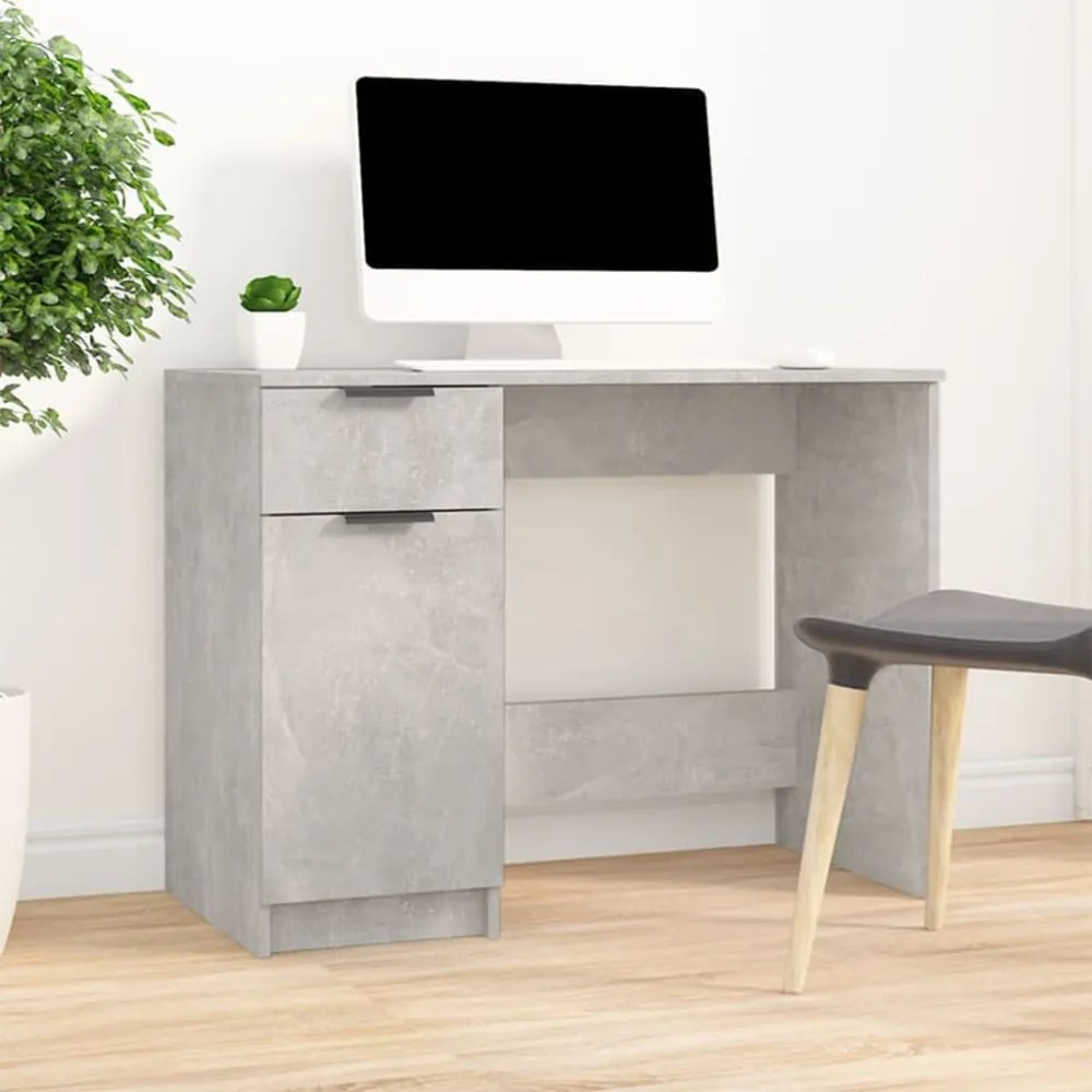 betonszürke színű szerelt fa íróasztal 100 x 50 x 75 cm