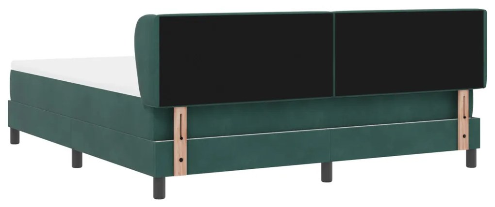 Boxspring Ágy Matraccal Sötétzöld 180x200 cm Bársony