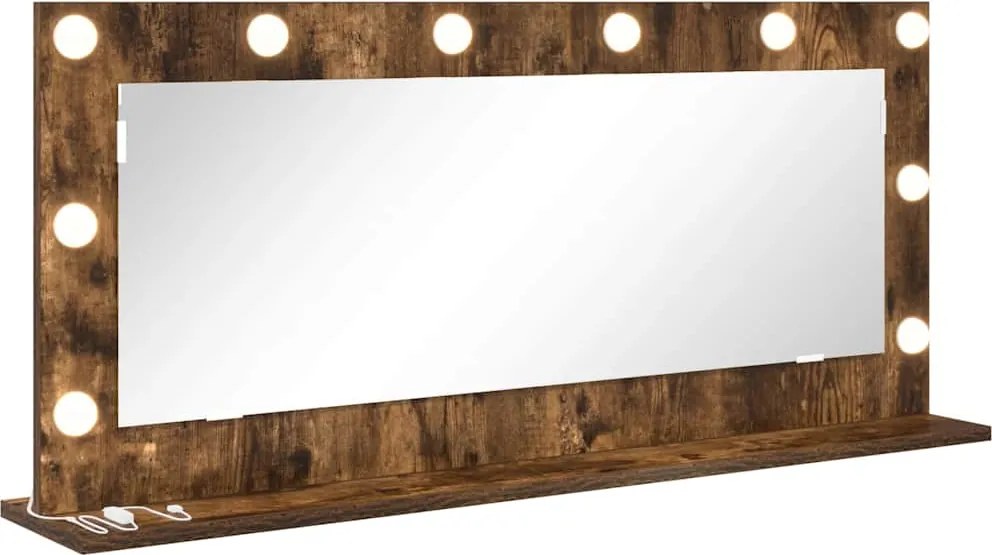 vidaXL Toalett Tükör Füstölt tölgy 100 x 45 x 18 cm Üveg és mérnöki fa