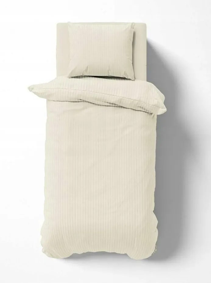 Szatén ágyneműhuzat 140x200 Sima csíkos prémium krémszínű