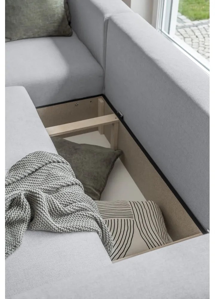 Világosszürke kinyitható sarokkanapé (variálható) Homely Tommy – Miuform