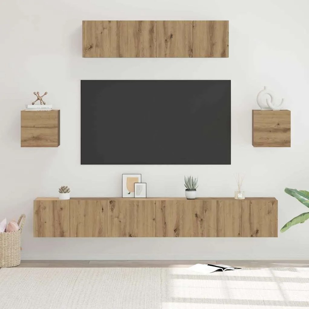 TV szekrény garnitúra 7 pcs kézműves tölgy 80 x 30 x 30 cm