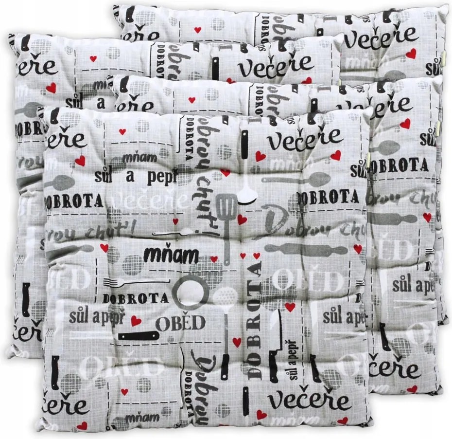 Home Elements Steppelt ülőpárna 40x40 cm, 4 darabos szett, Bon appetit