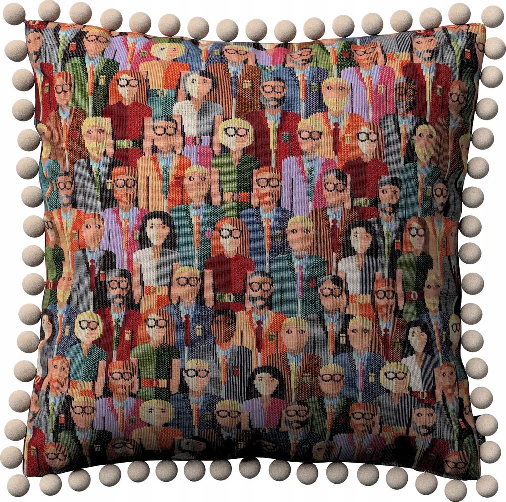 Párnahuzat 45x45 színes emberi figurák