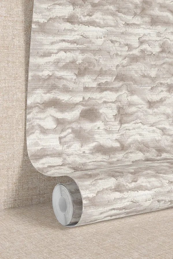 Esselle Home Elemental Molina bézs-törtfehér felhős vlies tapéta – 100606EH