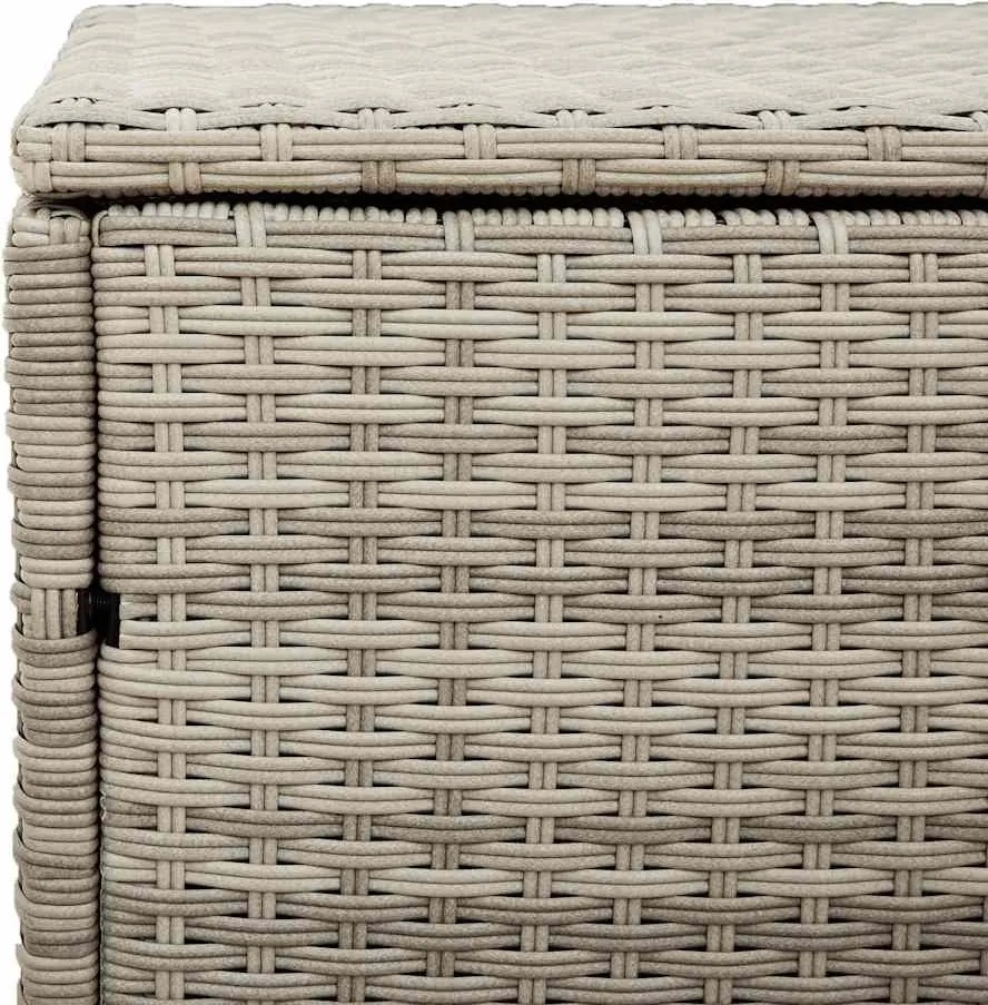 Világosszürke Polyrattan Kerti Tárolóláda 220X50X58 Cm