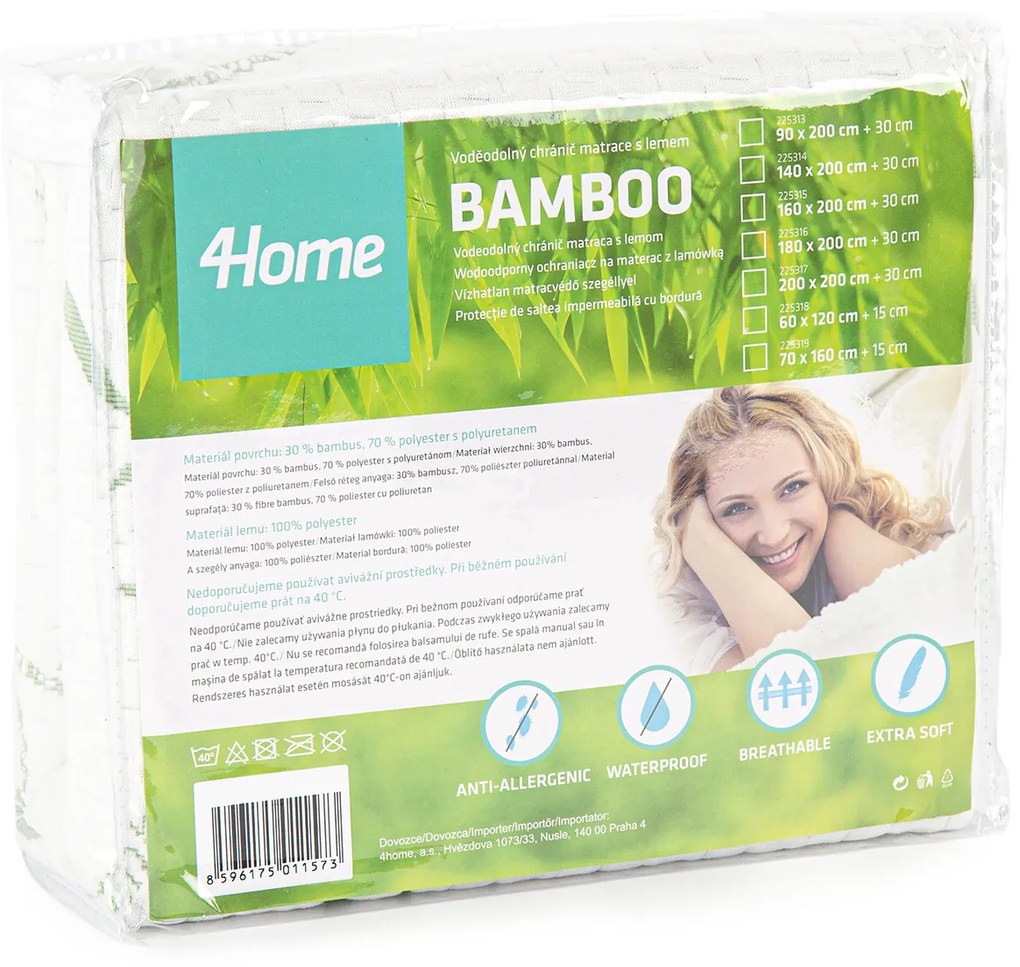 4Home Bamboo körgumis vízhatlan matracvédő, 70 x 160 cm
