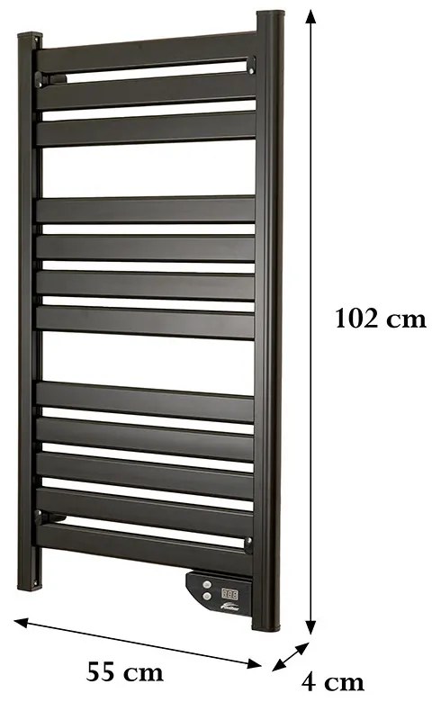 Elektromos törölközőszárító radiátor 500W - FEKETE