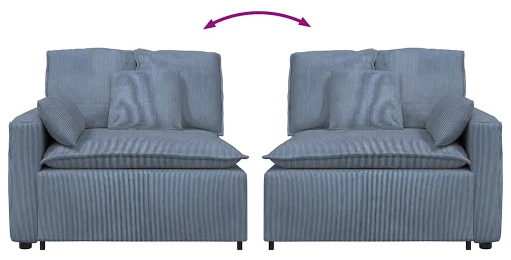 kék moduláris kanapé karfás végmodul párnákkal 100 cm