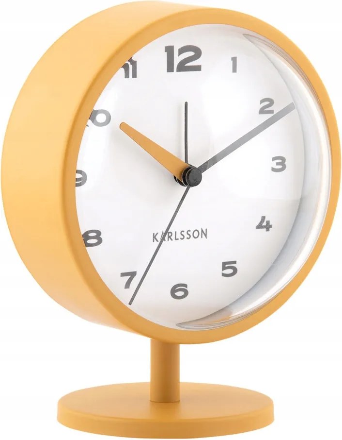 Sárga Kerek Álló Ébresztőóra Karlsson Brisk Dome KA6027YE Csendes Mechanizmus