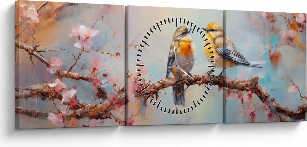 Kép - Lovebirds (órával) (90x30 cm)