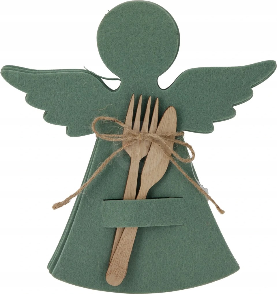 Karácsonyi alátét angyalka, 4 db-os szett, zöld