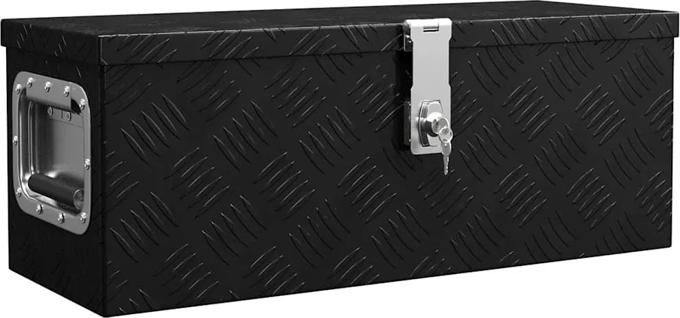 vidaXL fekete alumínium tárolóláda 60 x 23,5 x 23 cm