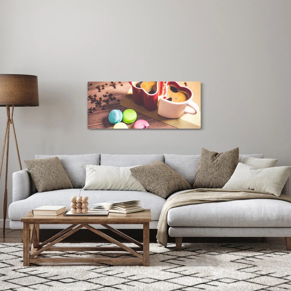 Kávé és a macaroon képe (120x50 cm)