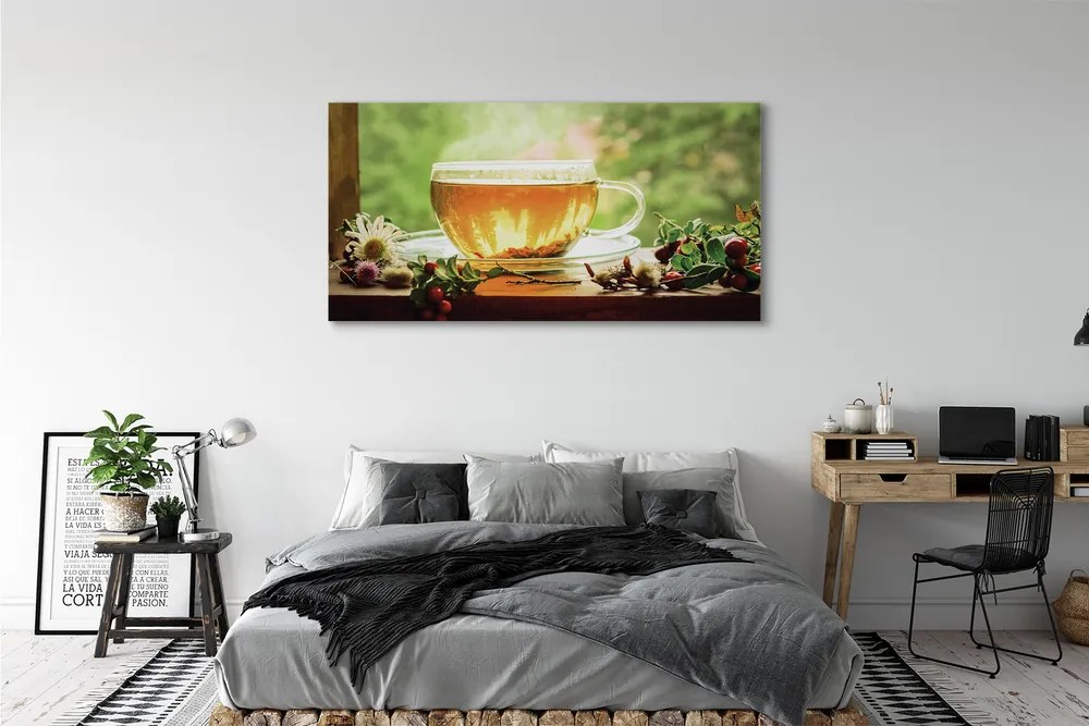 Canvas képek Forró tea gyógynövények 120x60 cm