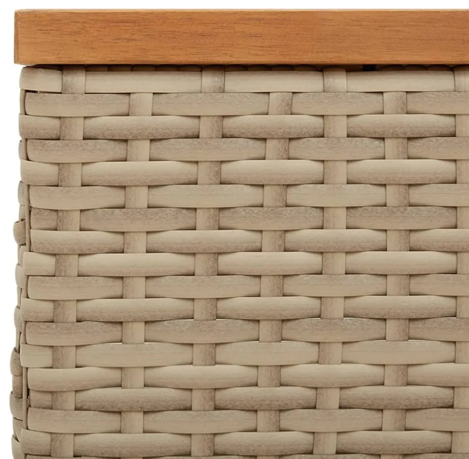 bézs polyrattan és akácfa napernyőtalp-burkolat 70 x 70 x 25 cm