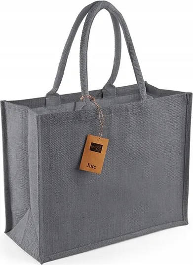 juta bevásárlótáska széles aljjal nagy XL szürke Juta 42x33x19cm