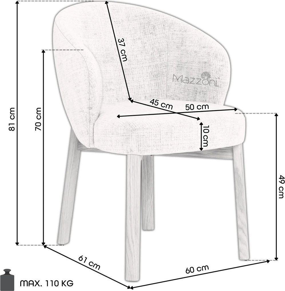 MAZZONI EXPORT DEBORA Bézs (Juto 4 szövet)/lakkozott tölgyfa váz - RETRO FA KAGYLÓSZÉK NAPPALIBA ÉTKEZŐBE IRODÁBA