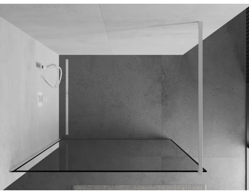Mexen Kioto, Walk-In zuhany paraván 80 x 200 cm, 8mm üveg tiszta / fekete mintás, fehér profil, 800-080-101-20-70