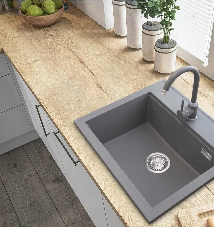 Gamma Gamma, 1-kamrás kézi szifon gránit mosogatóhoz négyzetes túlfolyóval, króm, GMA-1M11ZCH