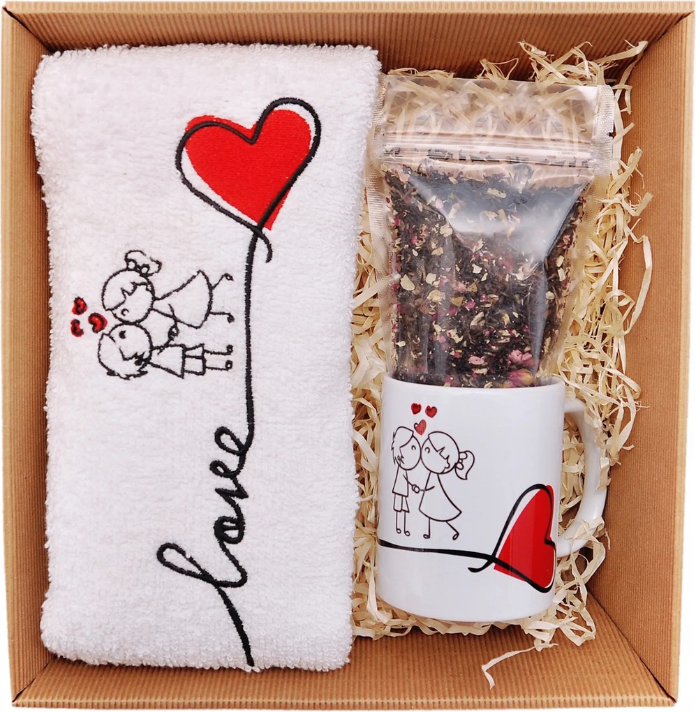 Ajándék Valentin napra Fiú Lányok szett bögre törölköző nyomtatás