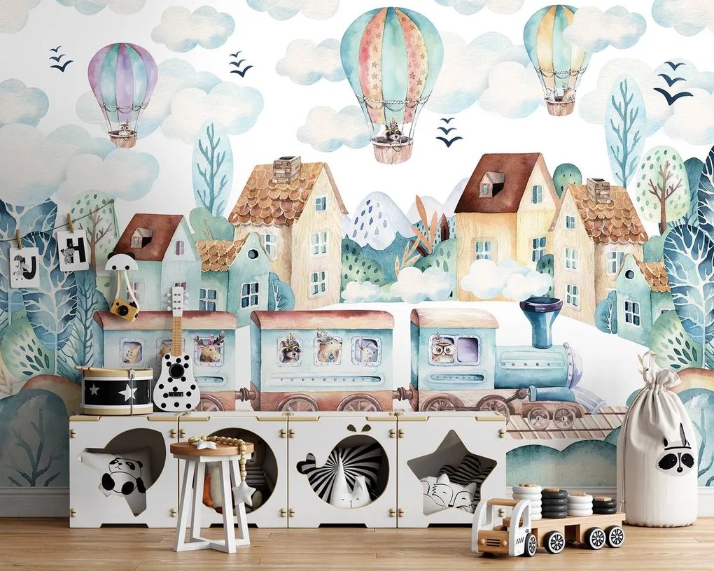 Fotótapéta - Choo-choo és a hőlégballonok (152,5x104 cm)
