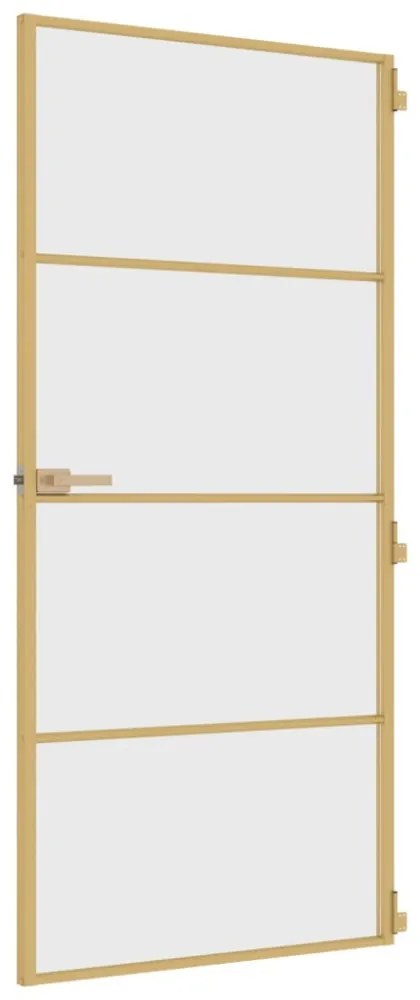 arany edzett üveg és alumínium vékony beltéri ajtó 93x201,5 cm