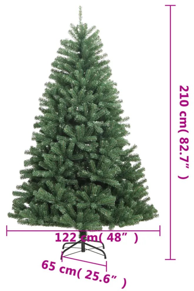 zöld csuklópántos műkarácsonyfa állvánnyal 210 cm