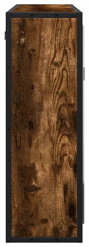 füstölt tölgy szerelt fa tükrös fürdőszobaszekrény 65x20x60 cm