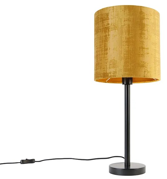Modern asztali lámpa fekete aranyszínű árnyékolóval 25 cm - Simplo