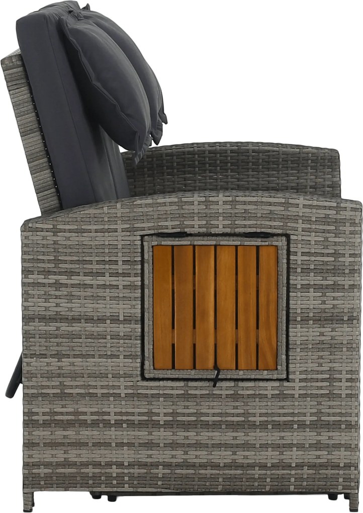 Kerti rattan heverő, szürke/természetes, MALORY