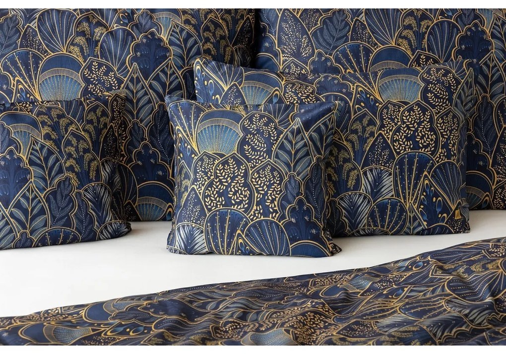 Matějovský Livia Blue szatén ágyneműhuzat, 140 x 220 cm, 70 x 90 cm, 140 x 220 cm, 70 x 90 cm