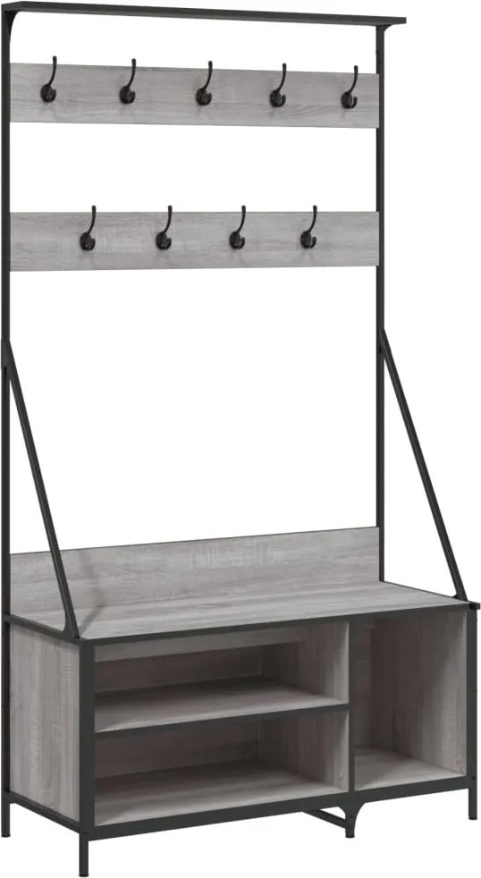 vidaXL szürke sonoma ruhafogas cipőpolccal 100x41x184 cm