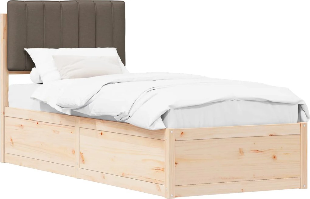 vidaXL Ágykeret Kárpitozott Fejtámlával Tópszínű 80 x 200 cm
