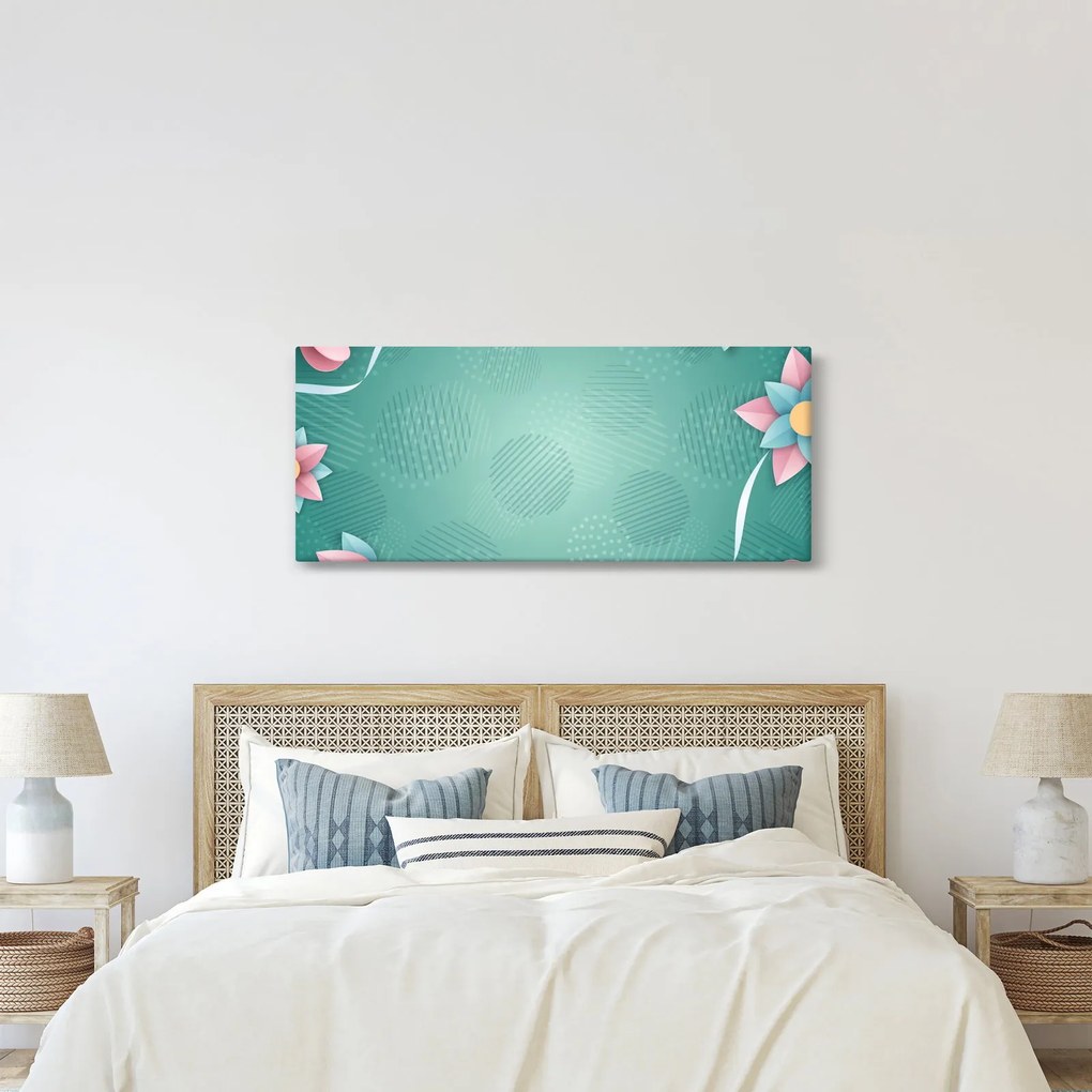 Kép - Körök virággal (120x50 cm)