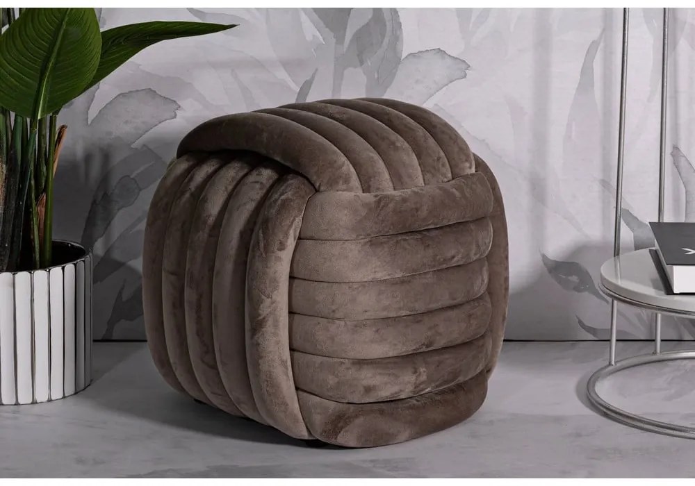 Szürkésbarna bársony puff Softy – Mauro Ferretti