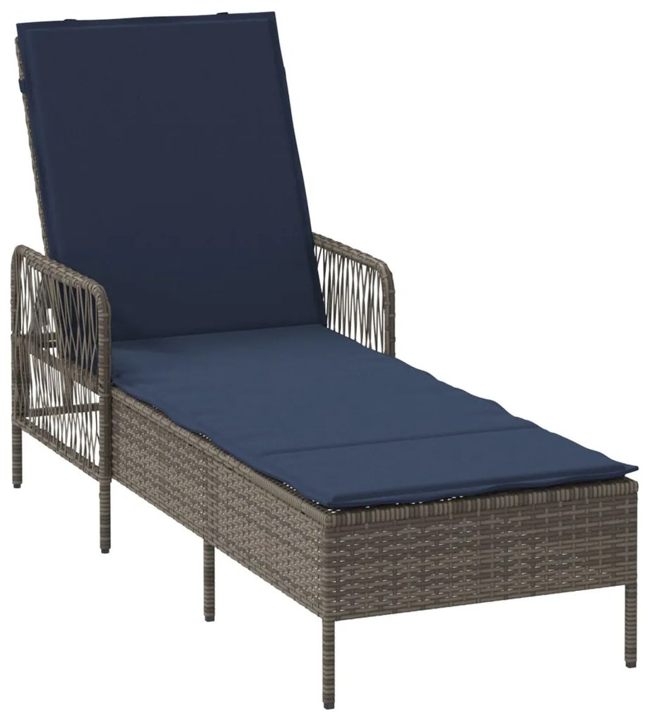 Napozóágy Szürke PE Rattan 157 x 55 x 92 cm Összecsukható