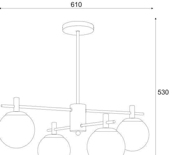 Csillár rúdon LILOU 4xE14/5W/230V matt króm/füstös