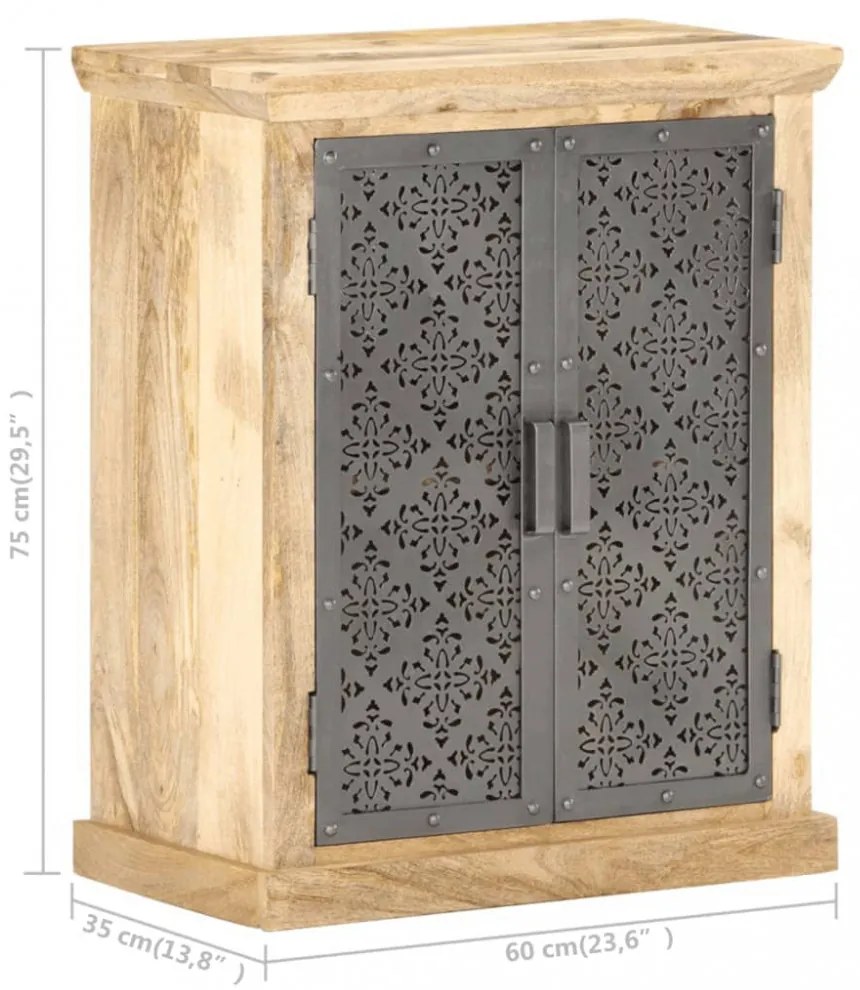 tömör mangófa komód acélajtókkal 60 x 35 x 75 cm