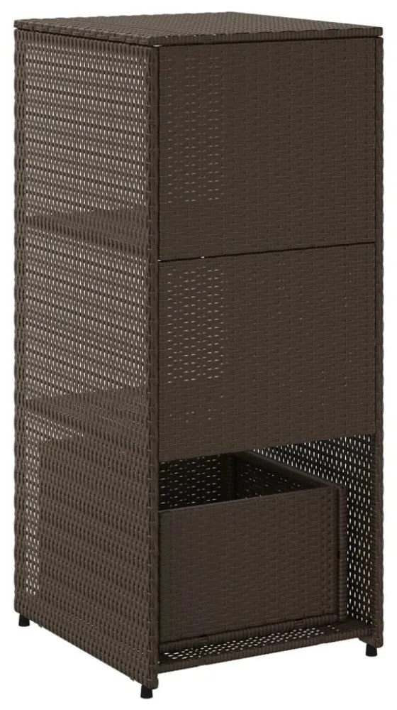 barna polyrattan kerti tárolószekrény 50 x 55 x 115 cm