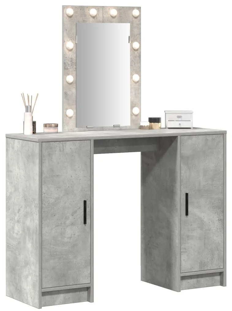 LED világítással ellátott sminktükör Beton Szürke 102x33x135 cm